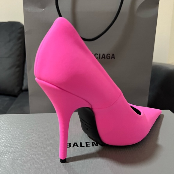 BALENCIAGA 110mm Knife Pointed Toe Jersey Pumps In Pink 36/6 BRAND NEW WITH BOX - Picture 9 of 9